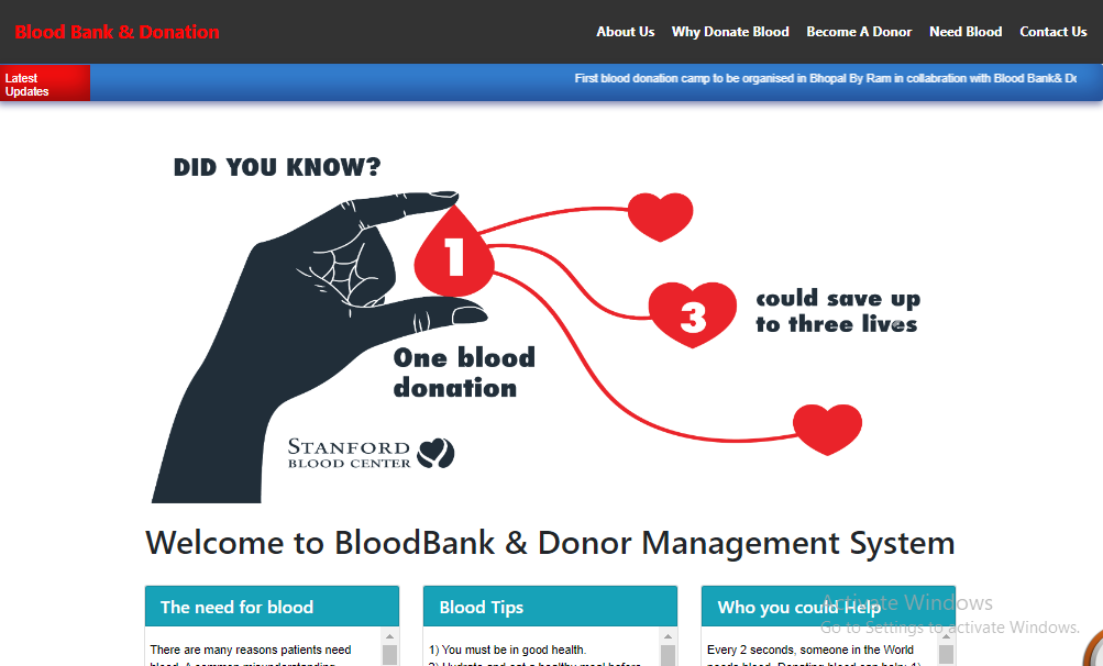 Online Blood Bank Management System with Admin Panel